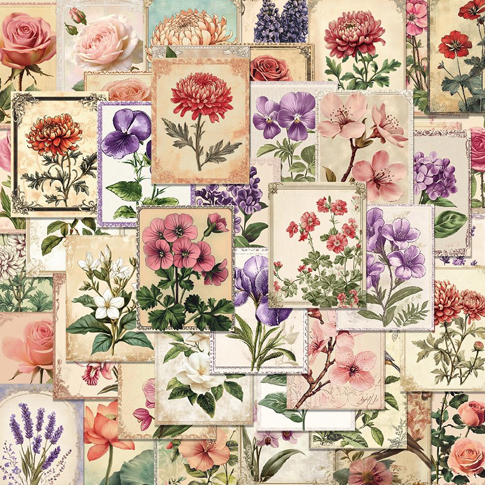 

64 pcs,Vintage Floral Stamp Stickers,DIY Scrapbooking,Mobile Phone,Guitar,Skateboard,Notebook,etc.,Holiday Gift or Reward Gift
