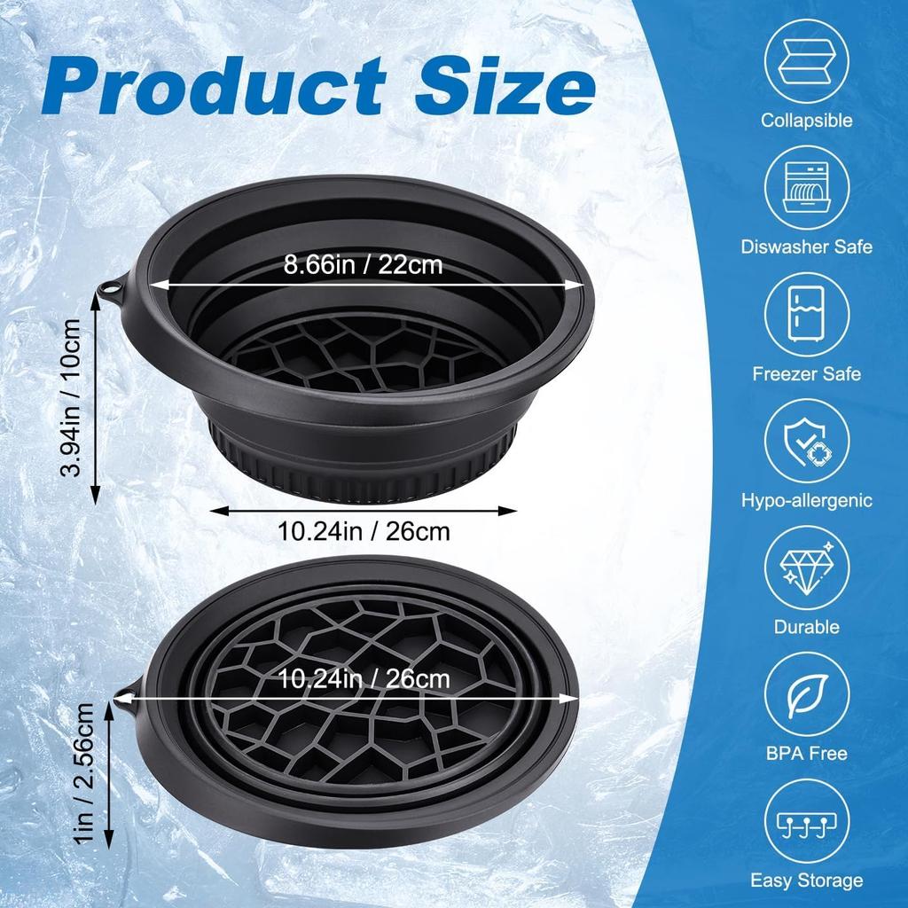 Clefairy Face Bowl for Ice with Built-in Icetray,Portable Foldable Silicone Face Ice Bath Bowl,Ice Bath Facial Plunge Bowl for Skin Tightening &
