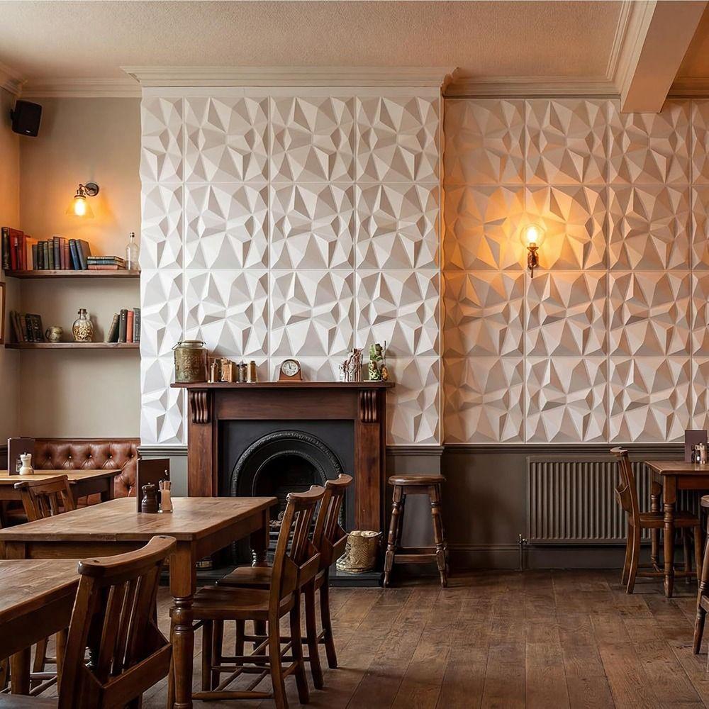 3D PVC Wall Panel White Wall Decorative Pannel Durable Wall Paper  Hotel Restaurant