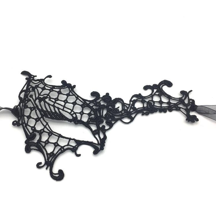 

Маска для лица с полукружевной отделкой Металлизированная отделка Тематические вечеринки и собрания Косплей Black