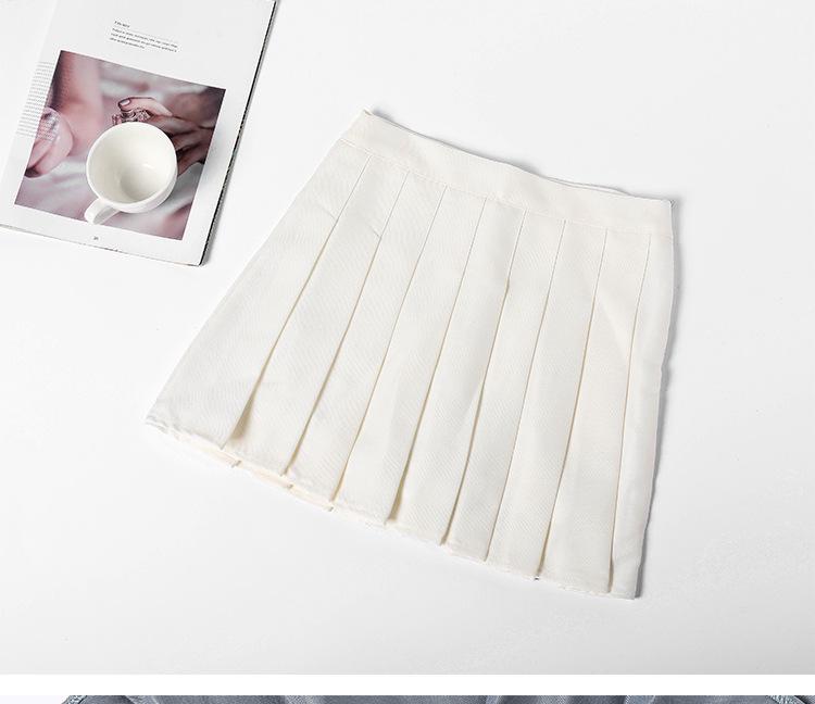 Pleated High-Waist A-Line Skirt for Women - Korean College Style, Fruit Green, Summer 2025