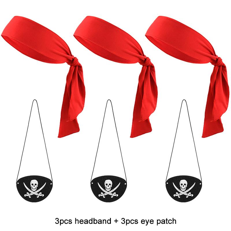 Pirate Party Cosplay Costume Headband Eye Patches Children Adult Halloween Birthday Party Decoration Supplies Props Captain Hat