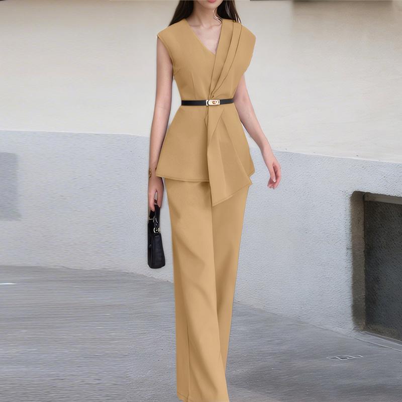 

ZANZEA Женский летний костюм-двойка: жилет без рукавов и брюки 5XL