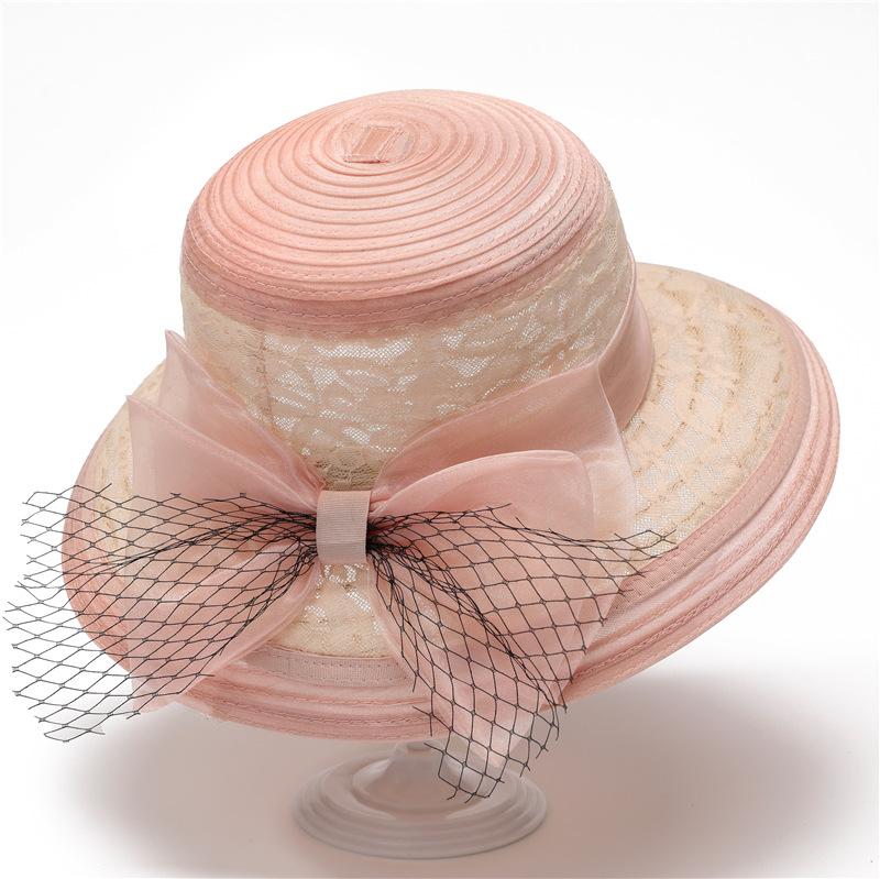 Ladies cool hat sun hat summer elegant fashion top hat organza flower pot hat sun hat