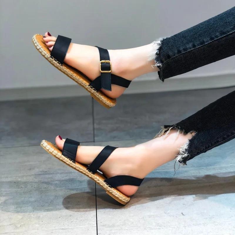 fashion Snake Print Sandals Women 2024 New Ankle Strap Flat Sandals Buckle Comfortable Women's Shoes Fashion Casual Open Toe Sandals