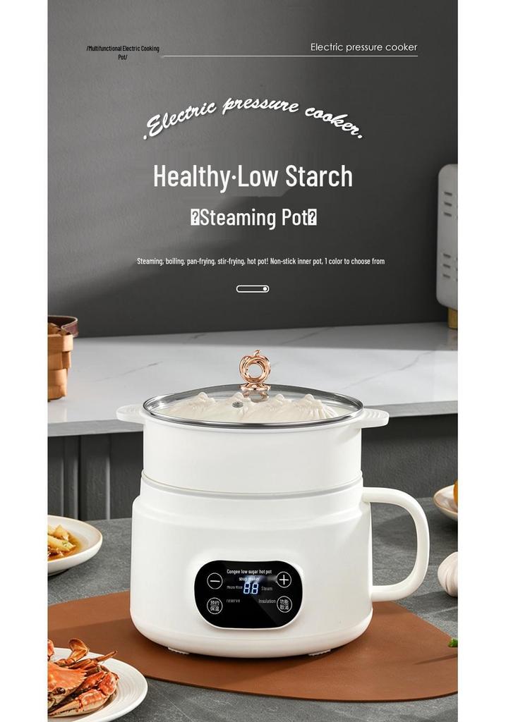 Smart Ceramic Glaze Rice Cooker: Multi-functional Large Capacity Steamer & Fryer with Double Layer Design.