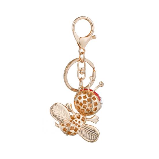 Sparkling Rhinestone Bee Keychain Cute Animal Key Ring Bag Charm with Lobster Clasp for Handbag Purse Wallet