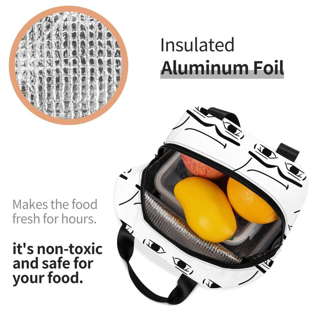 Man Face Insulated Lunch Bag for Women Office Cooler Thermal Food Box Tote Portable Lunch Boxes Container