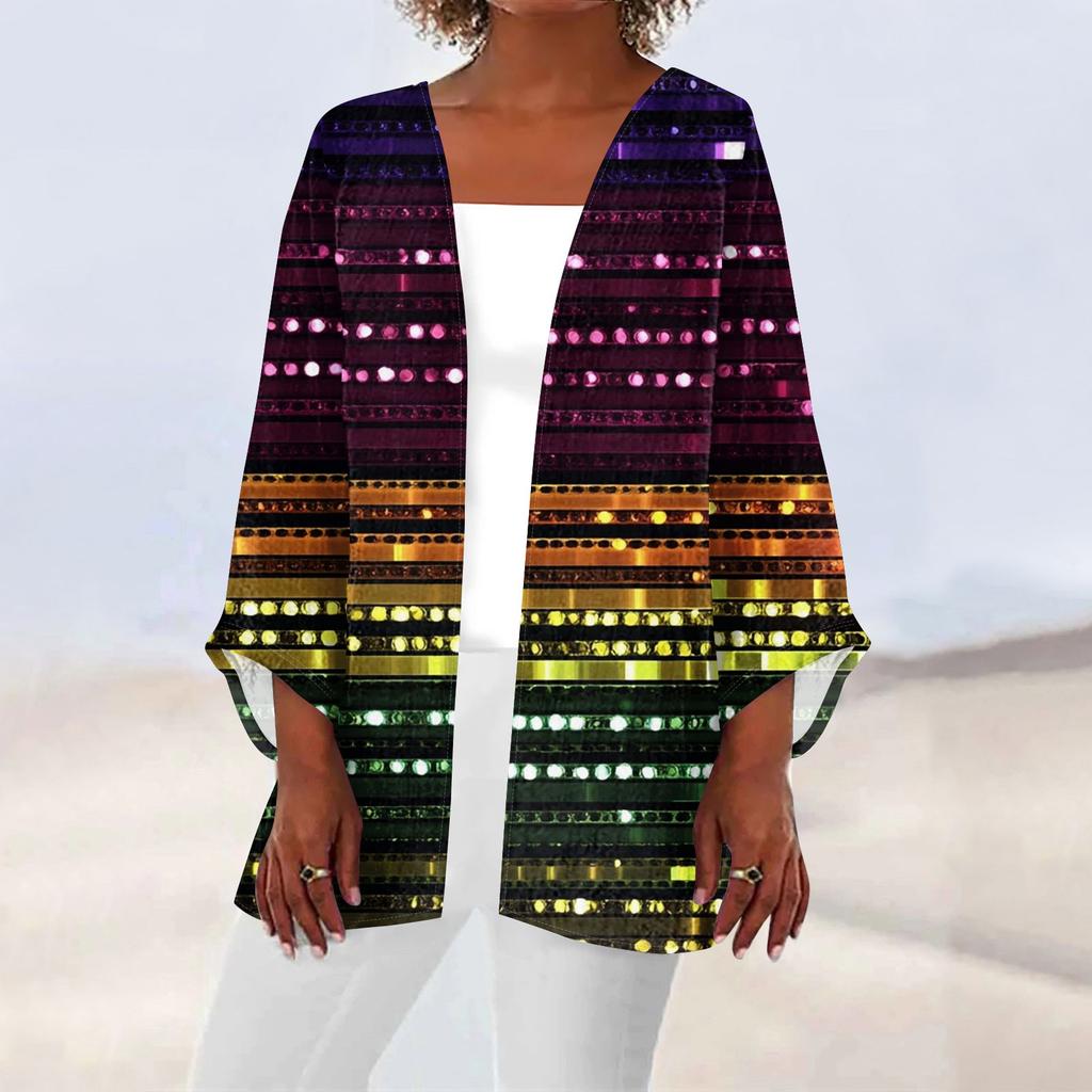 Women's Carnival Print Long Sleeve Knit Cardigan Button Jacket