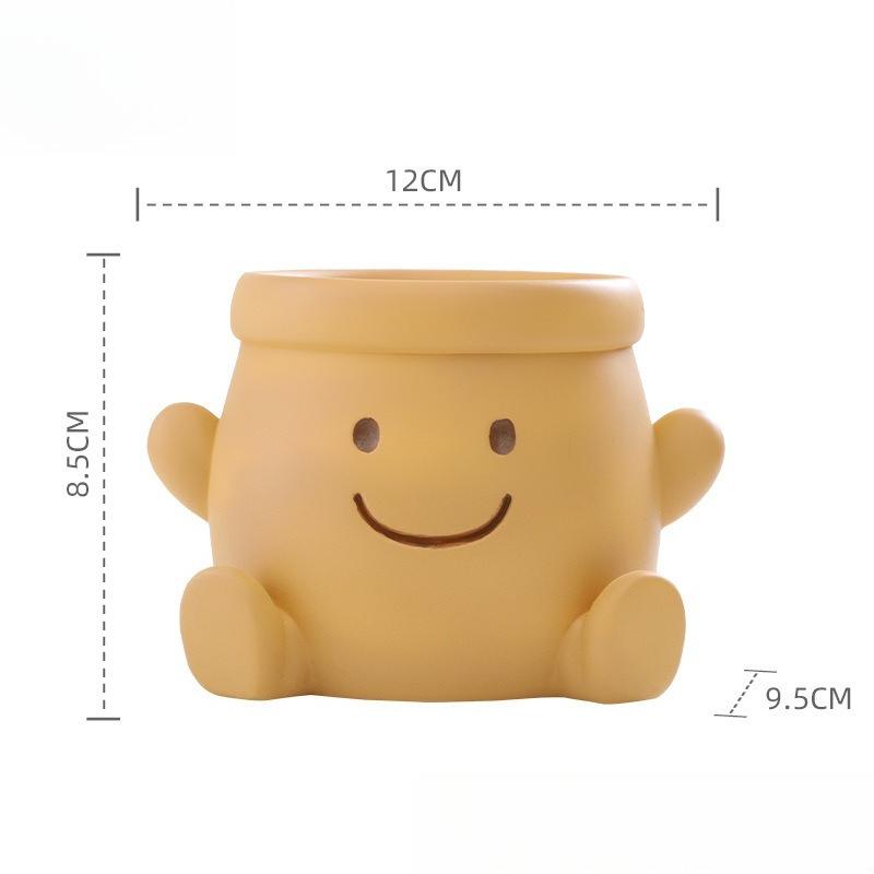 Succulent Flower Pot  Smiling Face Green Plant Pot Creative Expression Flower Pot Home Courtyard Landscape Flower Pot Ornament