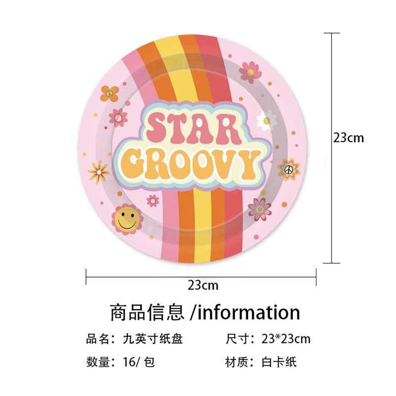 Hippie Daisy Bohemian Theme Party Cutlery Disposable Paper Plates Paper Cups Paper Towels Party Decorations