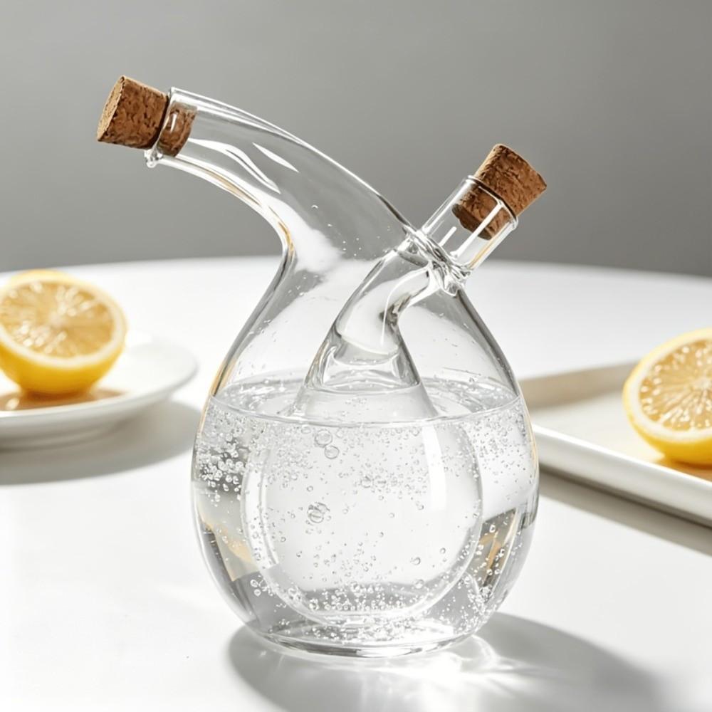 with Lid Glass Oil Vinegar Dispenser Dual Mouth Seasoning Bottle Canister Household