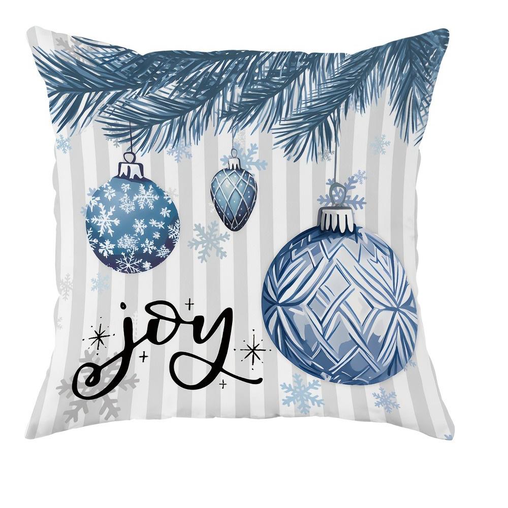 

Blue Christmas Pillow Covers: Set it Snow, Season s Greetings, and Joyful Decor sofas, bedroom pillow covers, holiday gifts 18x18Inch