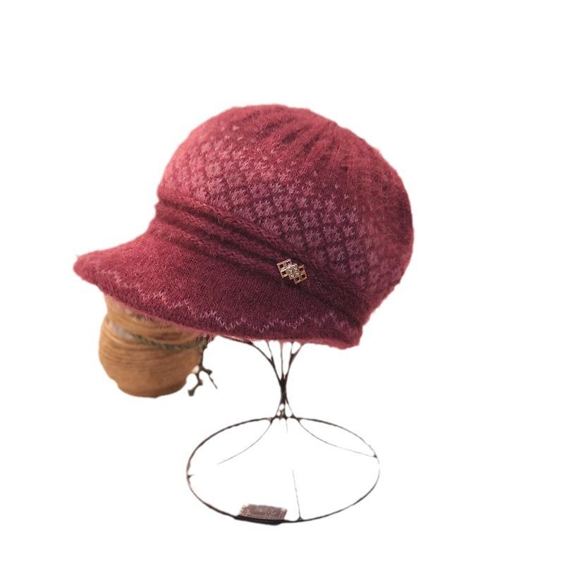 Vinter ny mössa dam fleece varm ull stickad mössa gammal dam mössa