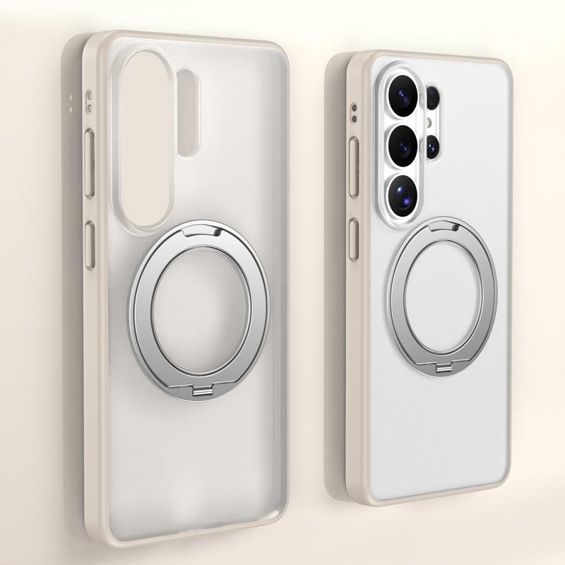 For Samsung Galaxy S26 S25 S24 Ultra S26 Edge Case Shockproof Magnetic Translucent Matte PC Rotatable Metal Ring Holder Cover