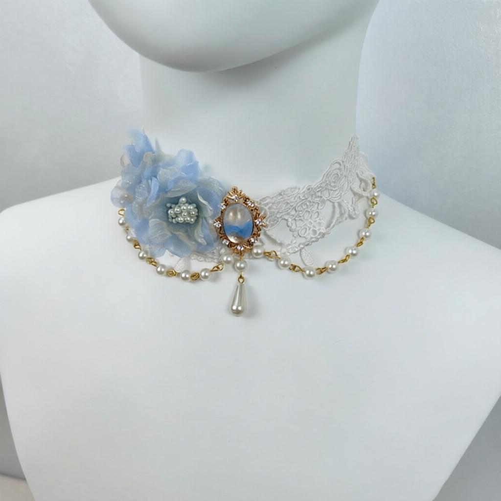 Elegant Retro Rose Flower Collarbone Chain Necklace Gothic Lolita Black Lace Collar Choker Ornament Wedding Halloween Accessorie