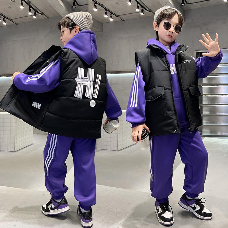 

Комплект зимней одежды для мальчиков 2025 с флисовой подкладкой: Комплект из трех вещей для детей среднего и старшего возраста 150cm фиолетовый
