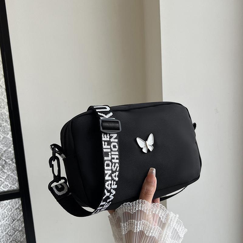 New Fashi Women Nyl Square Handbags Lady's Shoulder Cross Body Bag Casual Wide Strap Zipper Handbag