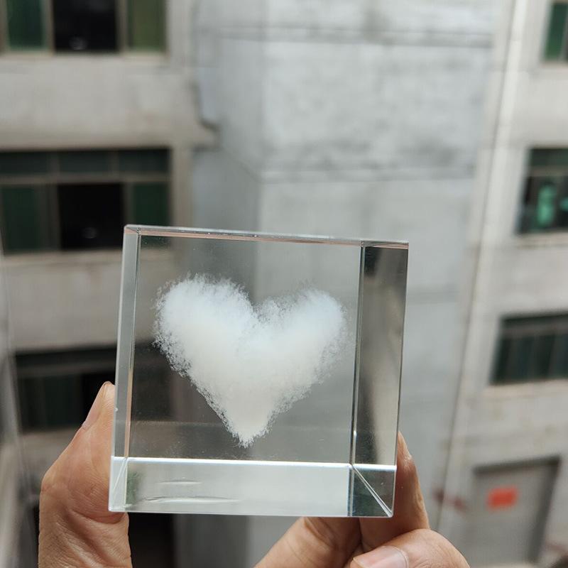 Crystal Transparent Glass Stone Carved Clouds Dandelion Rain Sun Love White Embryo Decoration. Best Choice for Gift Giving