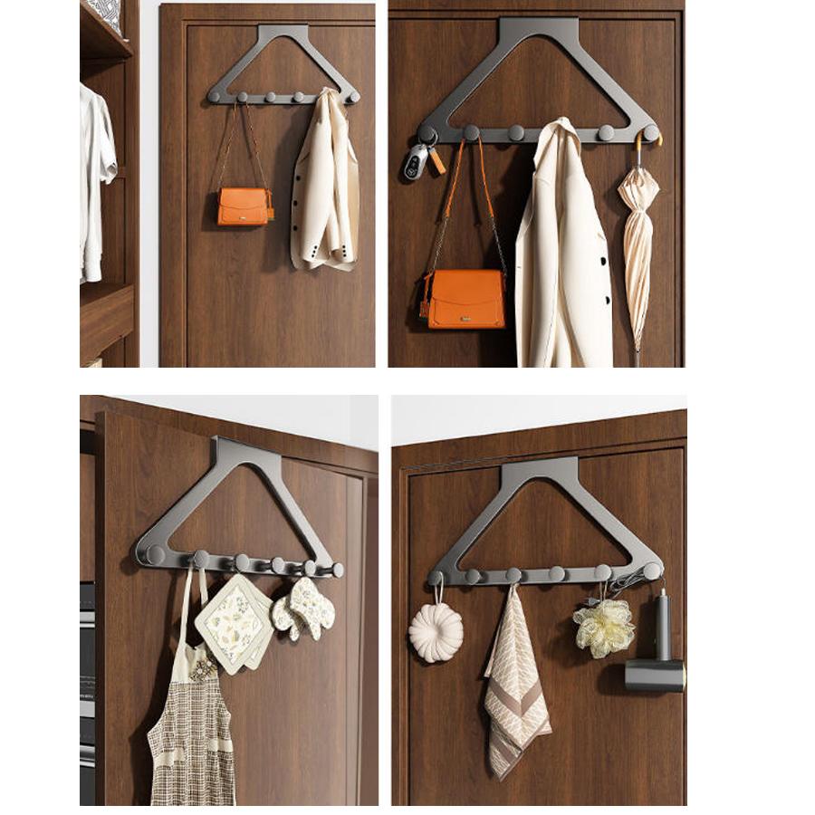 Over The Door Hooks, Door Hanger Hooks for Hanging, Over The Doors Towel Racks for Bathroom with 6 Coat Hook, Coat Rack Dorm