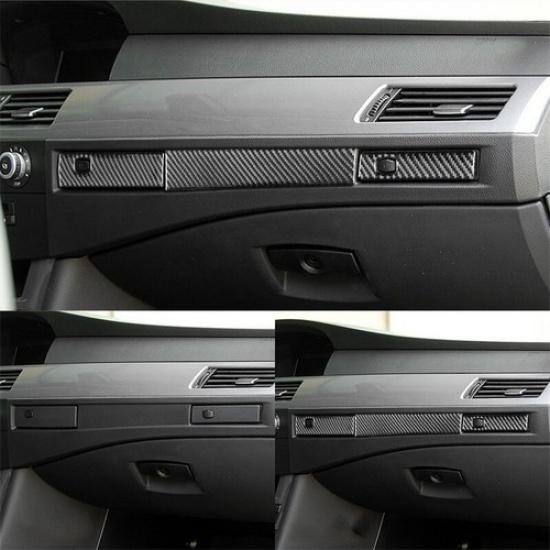 Carbon Fiber Co-pilot Water Cup Holder Trim Strip For BMW E60 5 Series 2004 -10