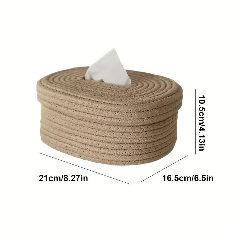1pc Hand-Woven Fabric Tissue Box Holder-Stylish, Lightweight,Washable,Multifunctional Storage for Face Towels,Napkins on Home