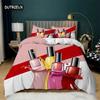 Fashion Sleep Bedding Collection Makeup Cosmetic Theme Bedspread Cover Polyester Perfume Lipstick Nail Polish Brush Print Pattern Quilt Cover King