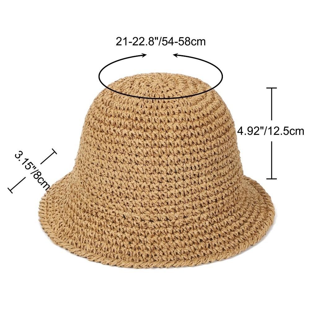 Retro Woven Women Sun Hat Solid Color Korean Style Straw Fisherman Hat Foldable Visor Cap Bucket Hat Ladies