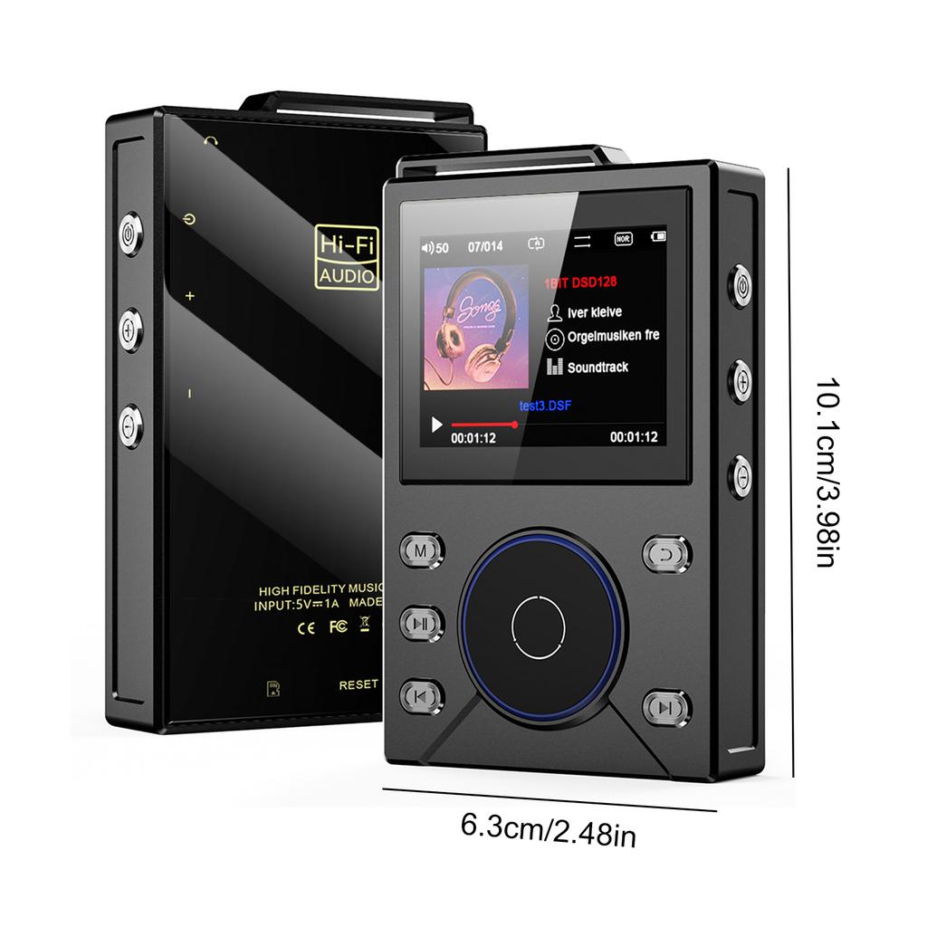 DSD Безвтратний плеєр 2,4-дюймовий РК-екран Висока роздільна здатність Аудіо Walkman Легкий Walkman Аудіоплеєр для подорожей, поїздок на роботу, офісу