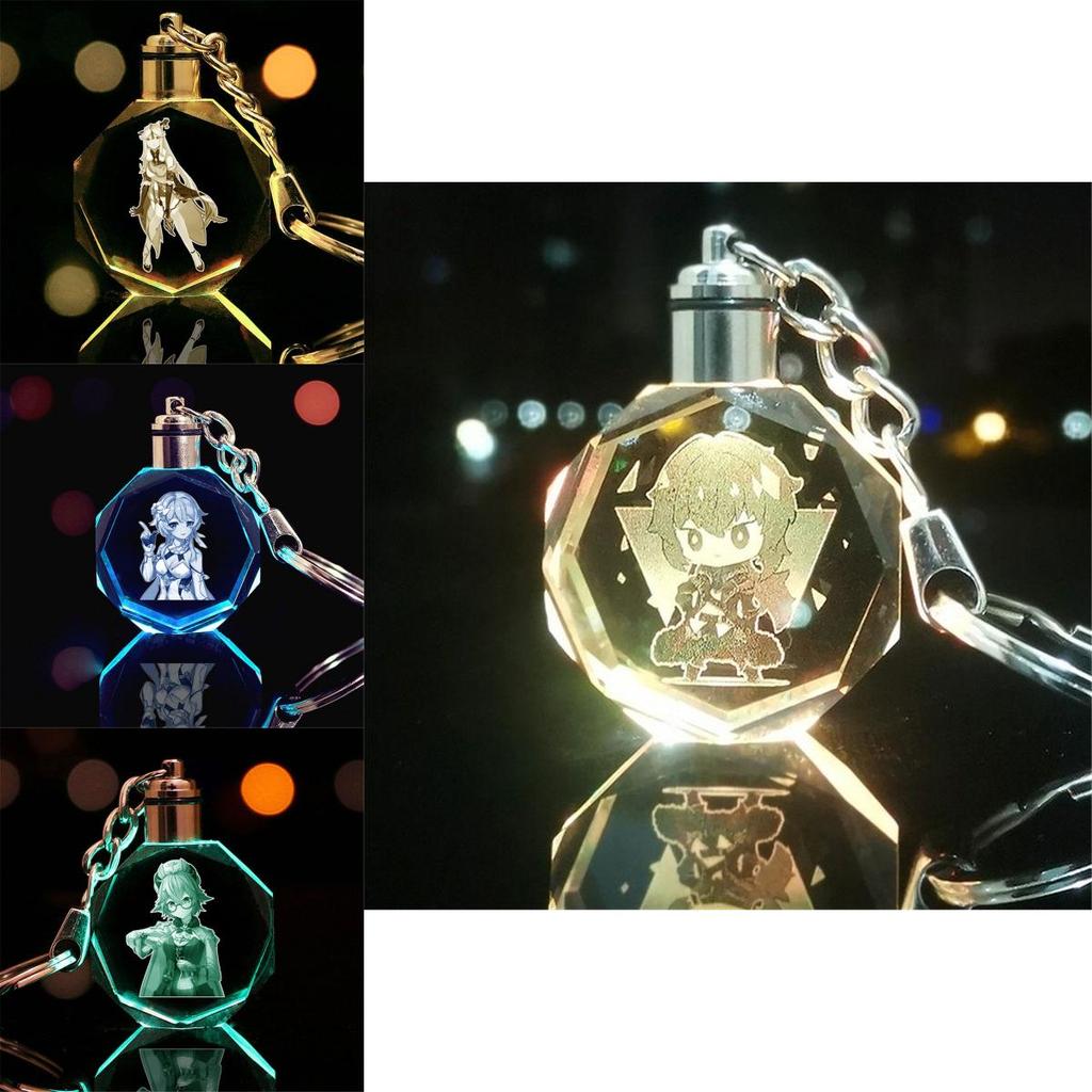 Elegant Genshin Impact Crystal Keychain With Stunning Led Colorful Light For All Occasions