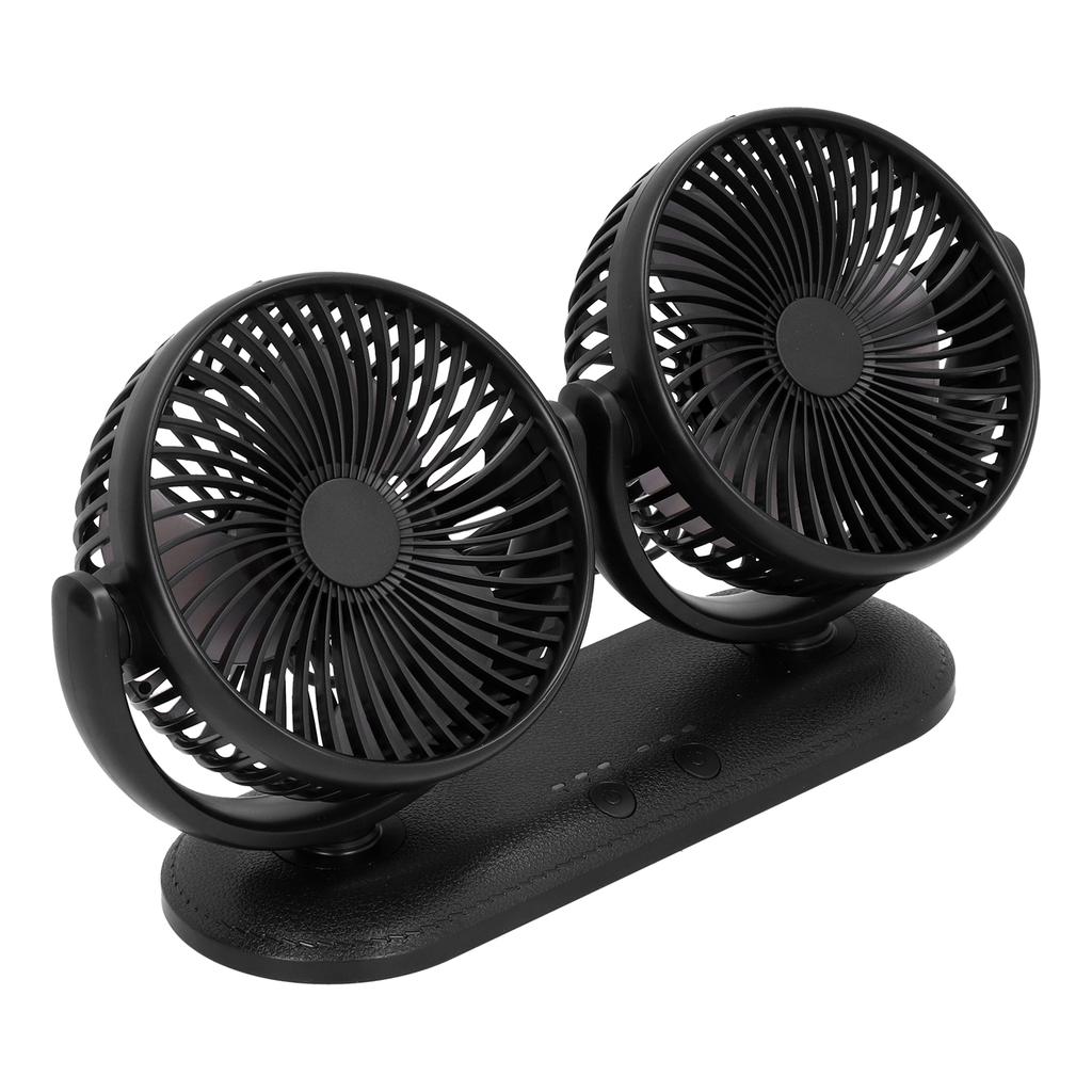 Car Auto Fan 360 Degree Adjustable 3‑Level Air Cooling Dual Head Silent USB Cooler DC201