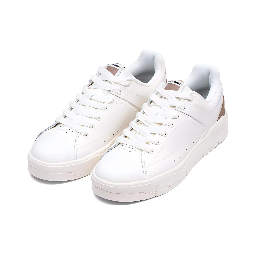 Li Ning COMMON 70s Comfortable Cushioning, Wear Resistant Low top Skateboard Shoes Men's White Brown AGCT043-2