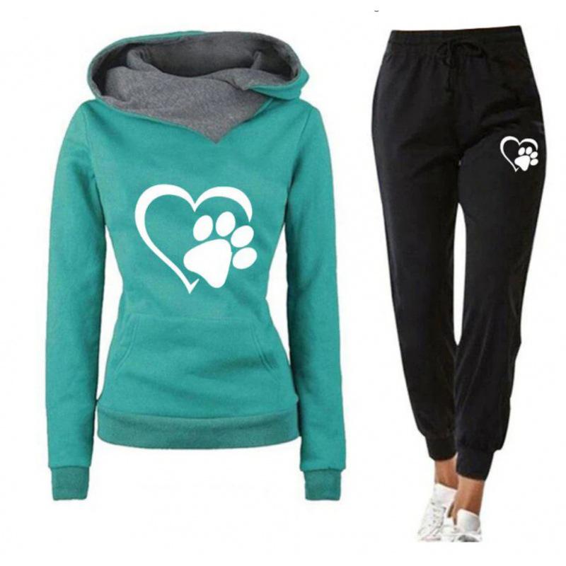 

2023 Unisex Printed Sweatshirt and Hoodie Tracksuit for Autumn/Winter L белый/зелёный