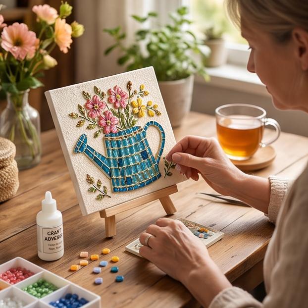 Cottage Garden Mosaic DIY Kit Glass Mosaic Craft Kit for Adults  Beginners Handmade Flower Garden Art Home Decor Handcraft Gift for Women/VINTAGE