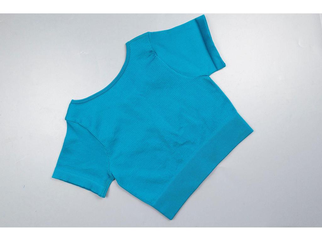 Ribbed Seamless Knitted Tracksuit: Crop Top & High Waist Butt Lift Yoga Pants, Long/Short Sleeve Options