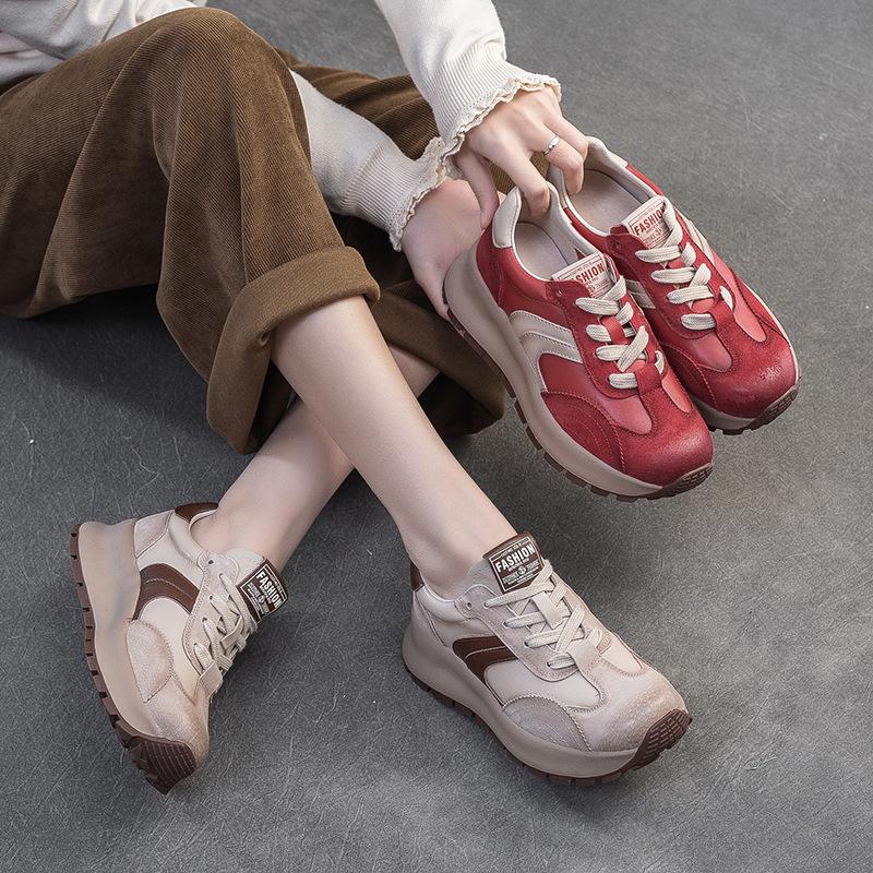 2025 Spring New Thick Sole Color Block Fashion Street Dad Shoes Women Casual Shoes