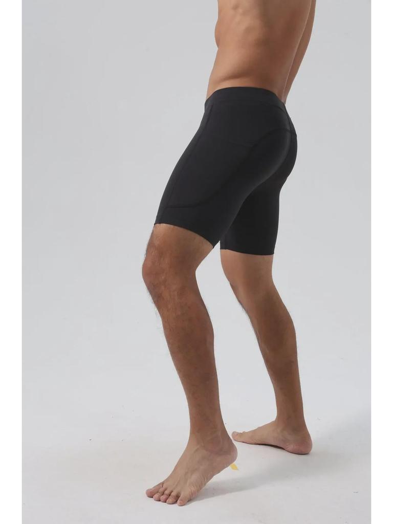 Men's Super Elastic Three-Quarter Ice Silk Tights with Pockets