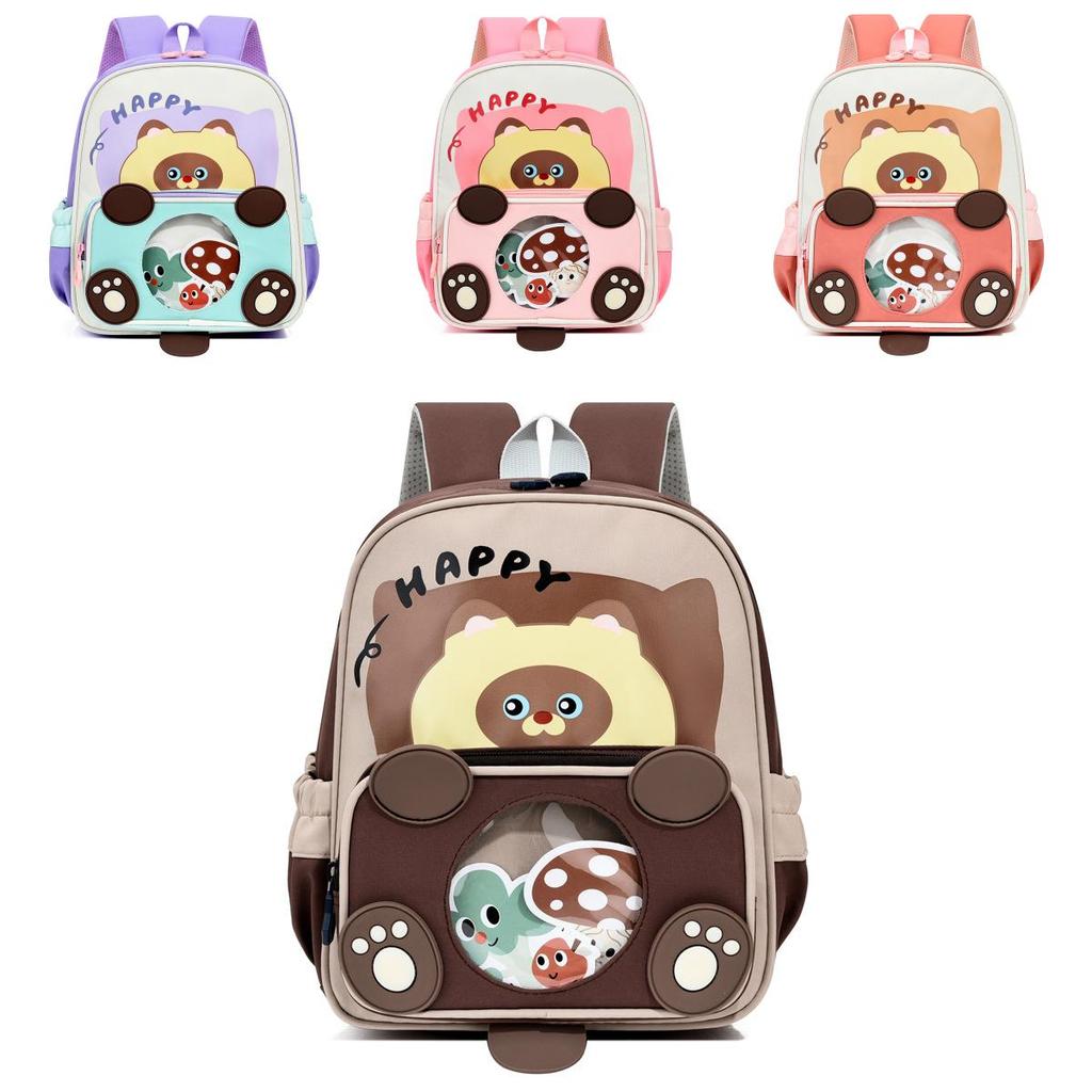 Kleinkind Cartoon Tier Bär Muster Druck Rucksack Mit Langlebigem Polyester Material Und Bequemen Gebogenen Schultergurten Für Kinder
