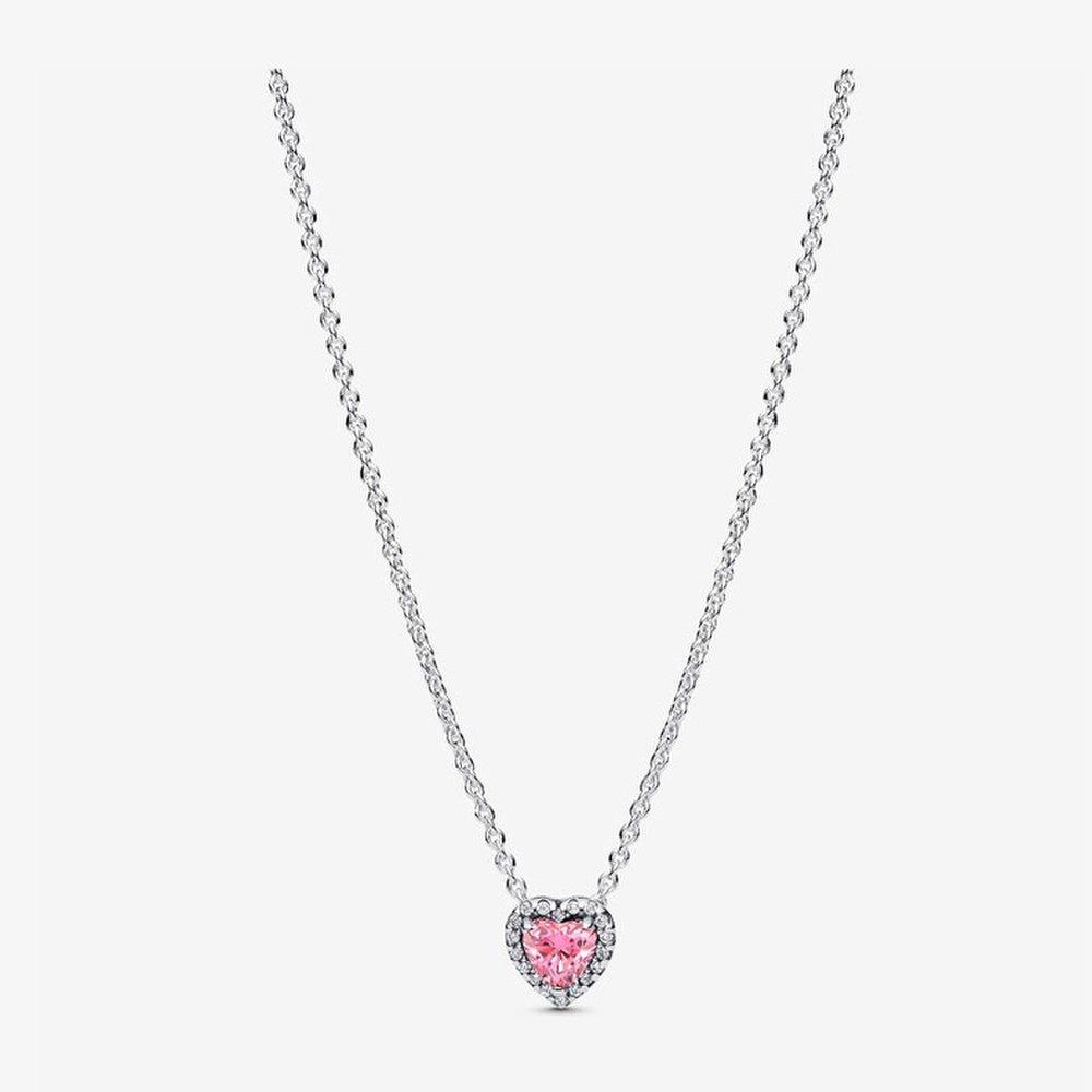 Pandora Elevated Pink Heart Necklace 398425C02