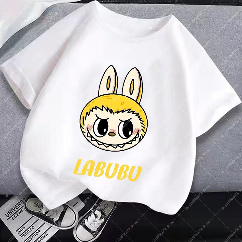 Kids Cartoon Cotton T-shirt Labubued Children Anime Print Tee Girl Fashion Casual Clothes Summer Cute Short Sleeve Clothing Gift