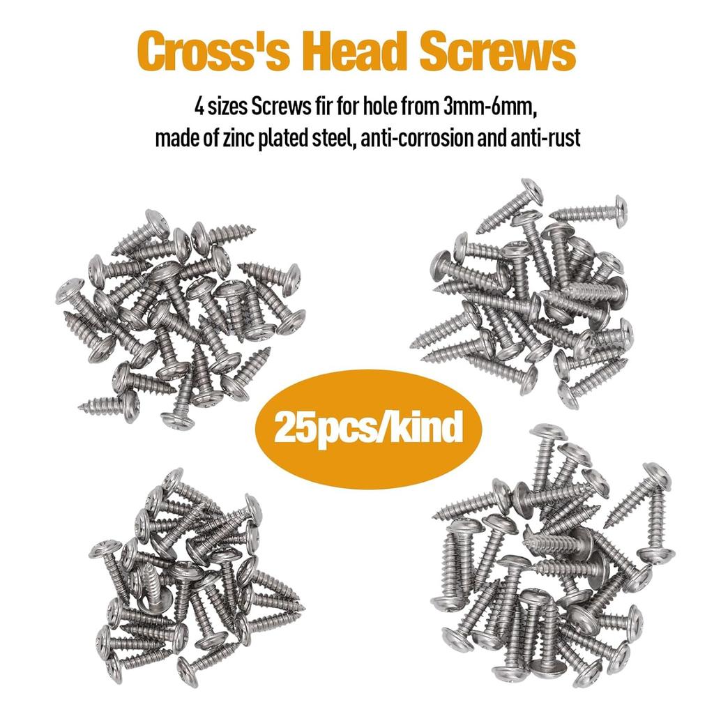 Automotive Screws And Clips, 100PCS Car U‑Clips Nuts 6/8/10/12 Assortment Interior Trim Fasteners With Stainless Steel Screws For Dash Door Panel