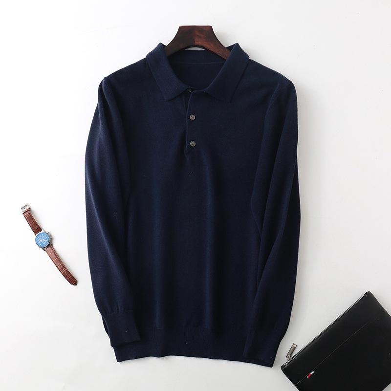2026 Men's Polo Collar Knit Sweater: Spring/Autumn, Long Sleeve, Loose Fit, Lapel Button Pullover.