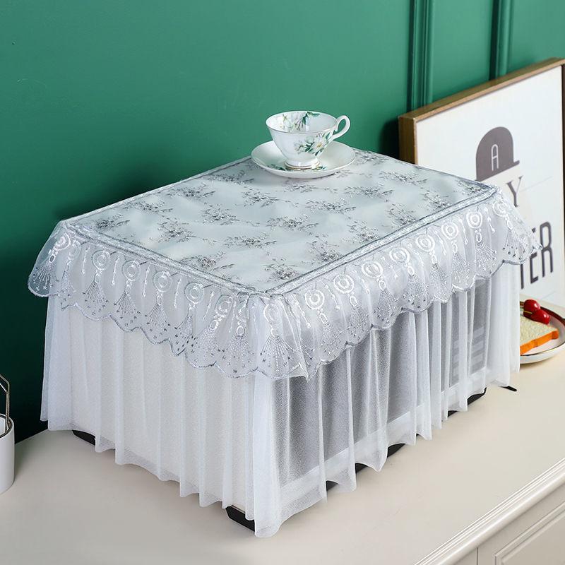 Lace Microwave Oven Cover Universal Breathable Full Covered Washable Double-layer Cloth Oil Proof Dust-proof Oven Cover ZC822