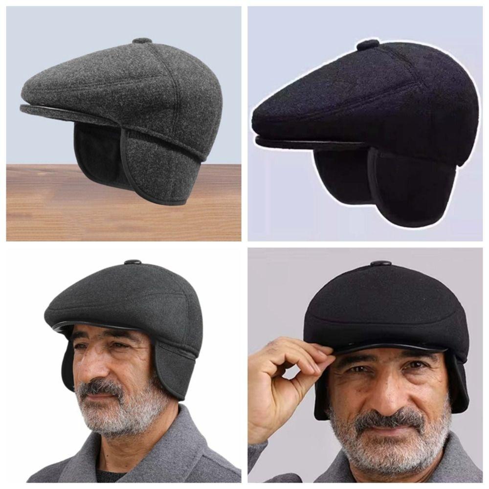 Headgear Earflap Woolen Hat Anti-cold Hooded Thermal Cap Simple Ear Protection Peaked Cap  Outdoor