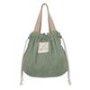 Versatile And Chic Drawstring Corduroy Lunch Tote Bag For Everyday Use In Green