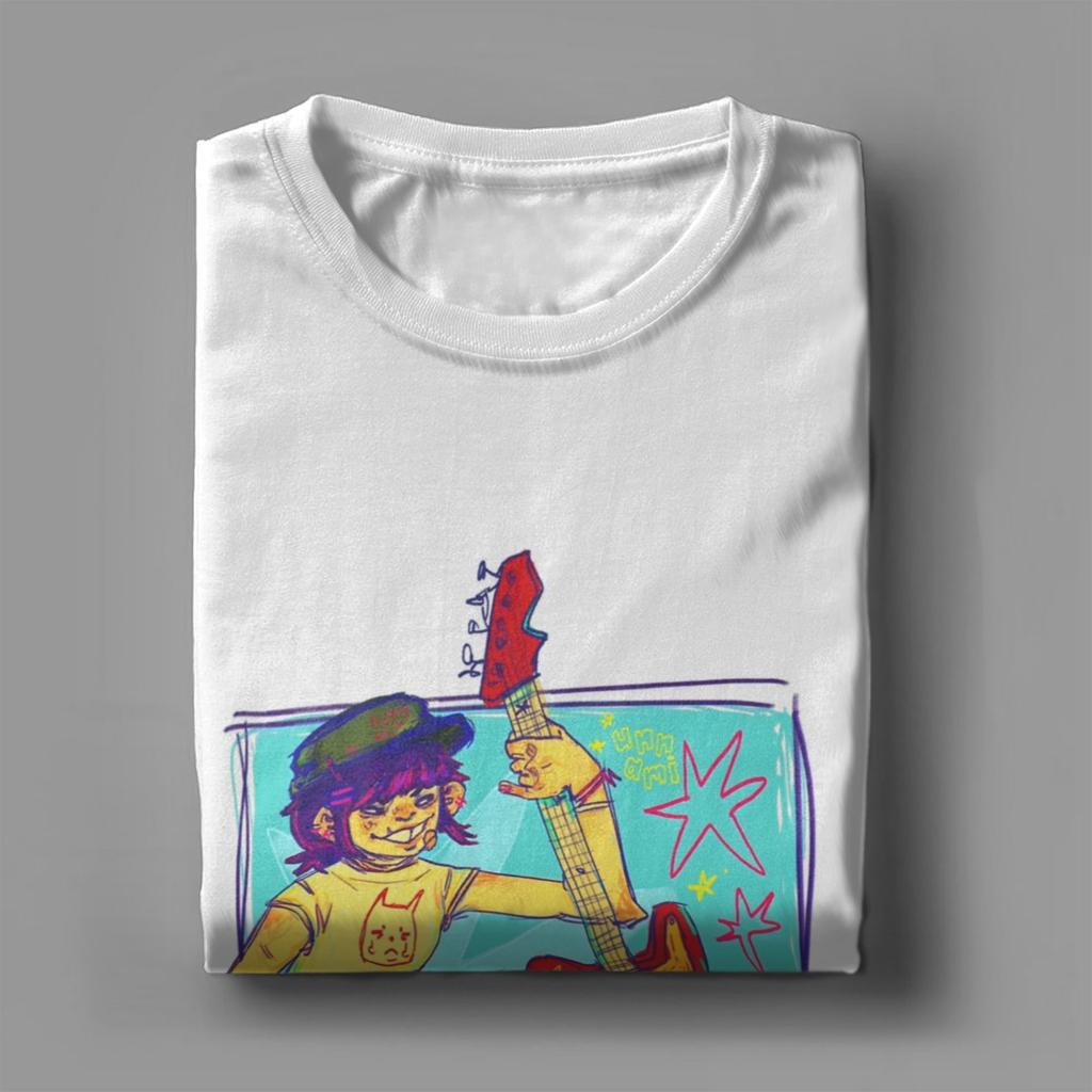 Leisure Noodle Gorillaz T-Shirt Men Round Neck 100% Cotton T Shirts  Short Sleeve Tees Plus Size Tops