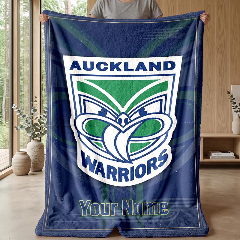 Wigan Warriors Custom Flannel Throw Blanket Print Your Name Text Soft Warm Blanket Holiday Present