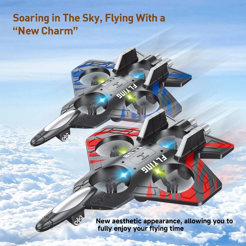 2.4G RC Plane With LED Light 360 Flip Fighter Remote Control Airplane Kids Toys for Boys Birthday Gifts