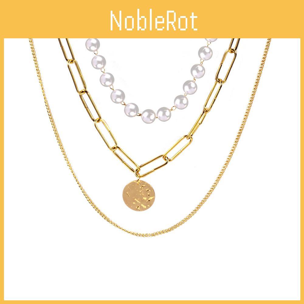 Stylish Multi-layer Pearl Necklace Featuring Unique Geometric Shape In Gold