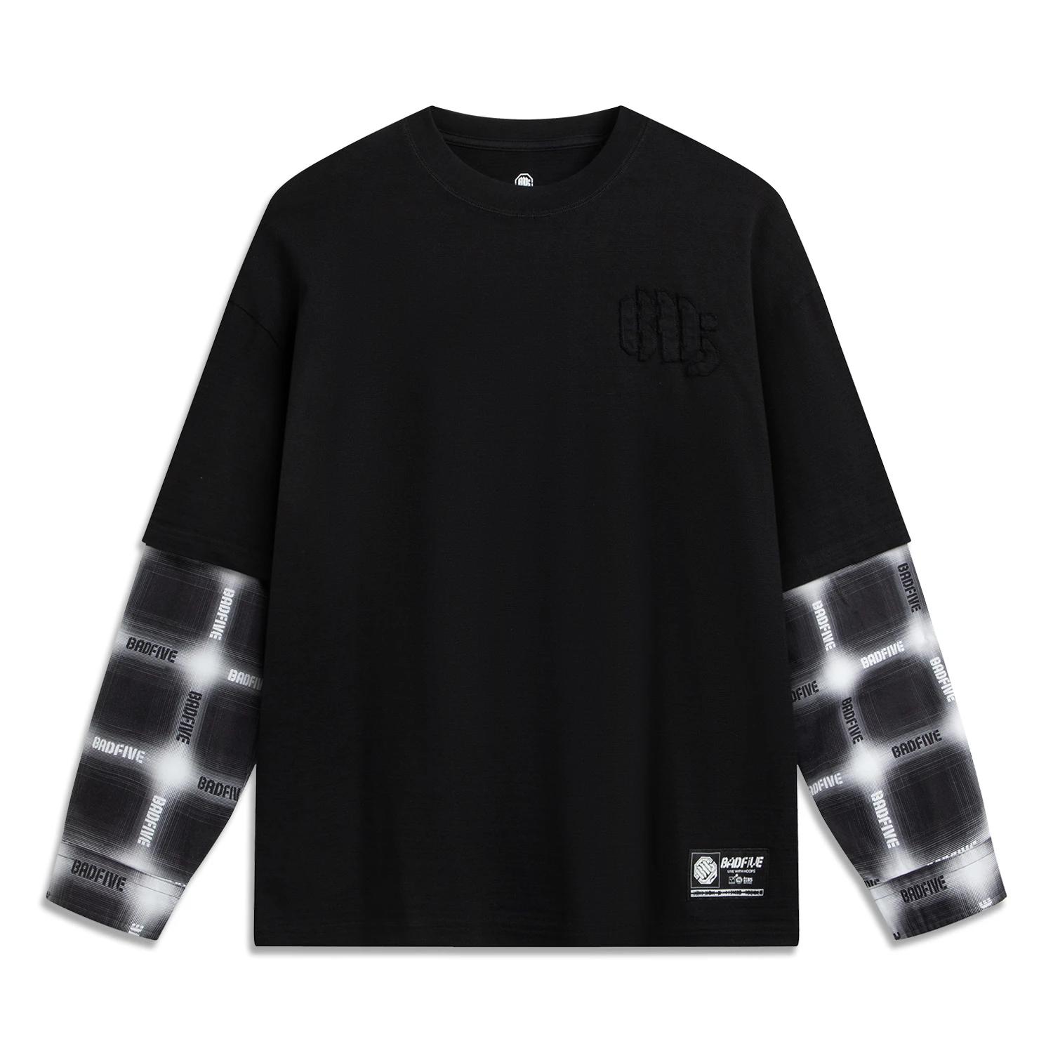 

Li Ning Баскетбольная серия Fanfive Серия Пуловер с круглым вырезом Сращенная надпись Свободная футболка с длинным рукавом Мужские топы AHSV755-3 XXL